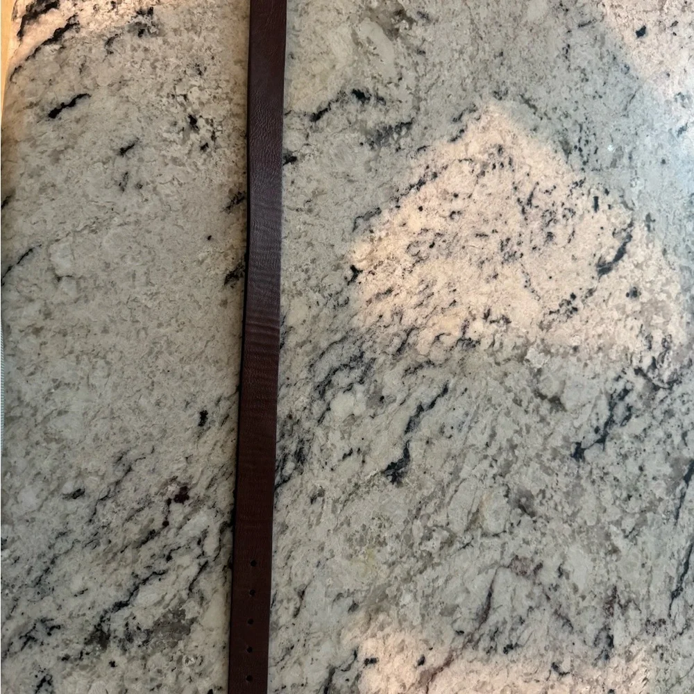 Columbia doble black and brown Leather Belt with Silver Brushed Metal Buckle